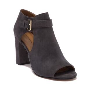 14th Union Birkley Transitional Cutout Block Heel Bootie Charcoal Grey Suede 9